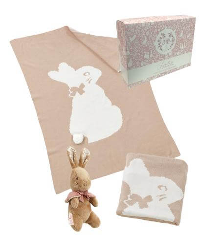 Flopsy Bunny Signature Knitted Blanket with soft toy