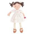 Cecilia -Dark Brown Hair Doll with Cream Linen Dress