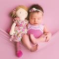 Fran - Light Brown Hair in Dark Pink & Green Dress